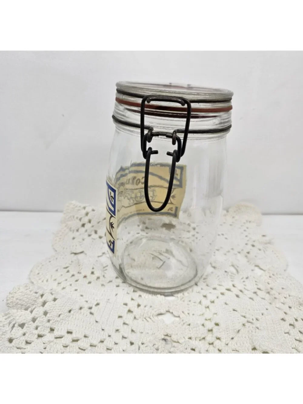Vintage Tradewind Importers Columbian Coffee Glass Canister Jar Wire Bail 1L